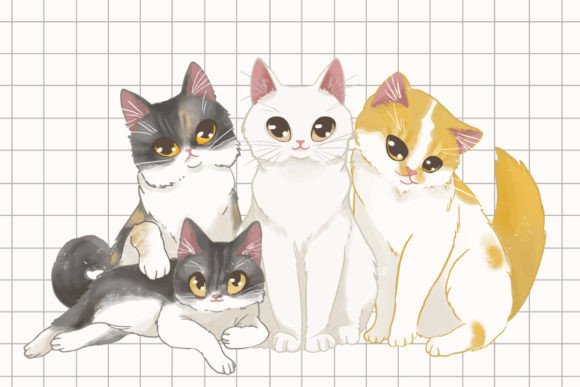 Cute Family of Cat Illustration: A Versatile Asset for Modern Creativity