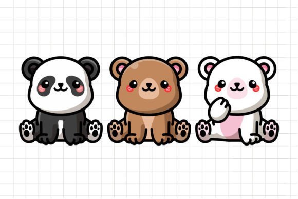 Cute Set Baby Bears Vector Illustration