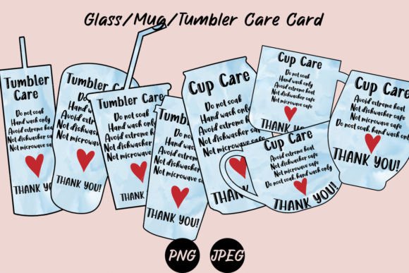 Glass Mug Tumbler Care Cards Blue 8pcs: Elevating Your Brand with Professional Touches