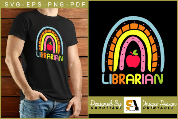 Librarian with Rainbow T-shirt Design