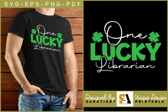 One Lucky Librarian Patrick s Day Shirt: A Creative Digital Design for Book Lovers