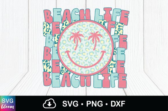Retro Beach Life Smile Face Palm Leopard
