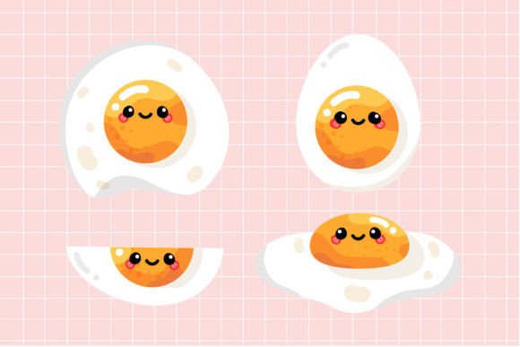 Set of Cute Sunny Side Eggs Illustration: A Versatile Creative Resource