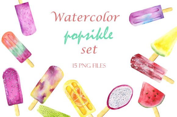 Watercolor Popsicle Set: Elevate Your Creative Projects with Hand-Painted Charm